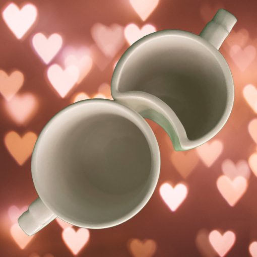 Páros bögre szív alakú füllel