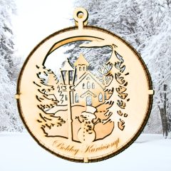 Egyedi karácsonyi világítós ajtódísz fából