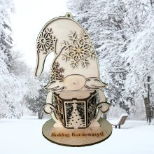 Világítós karácsonyi manó egyedi felirattal